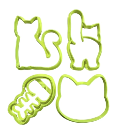 CORTANTES GATOS GATITOS SILUETAS SARDINAS X 04 UNIDADES C2775