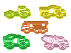 CORTANTES CAMIONES SET VEHICULOS X 05 U VOLCADOR BOMBEROS CAMION - comprar online