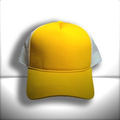 BONÉ AMARELO E BRANCO TRUCKER