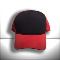 BONÉ PRETO E VERMELHO TRUCKER