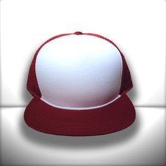 BONÉ VERMELHO E BRANCO ABA RETA TRUCKER