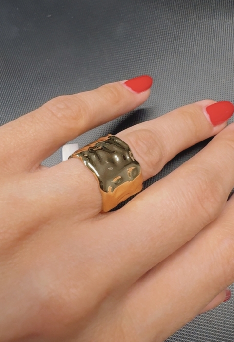 Anillo entero acero dorado
