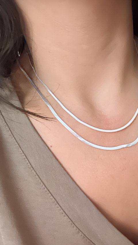 Collar vibora acero blanco 3mm y 40 cm de LARGO - comprar online