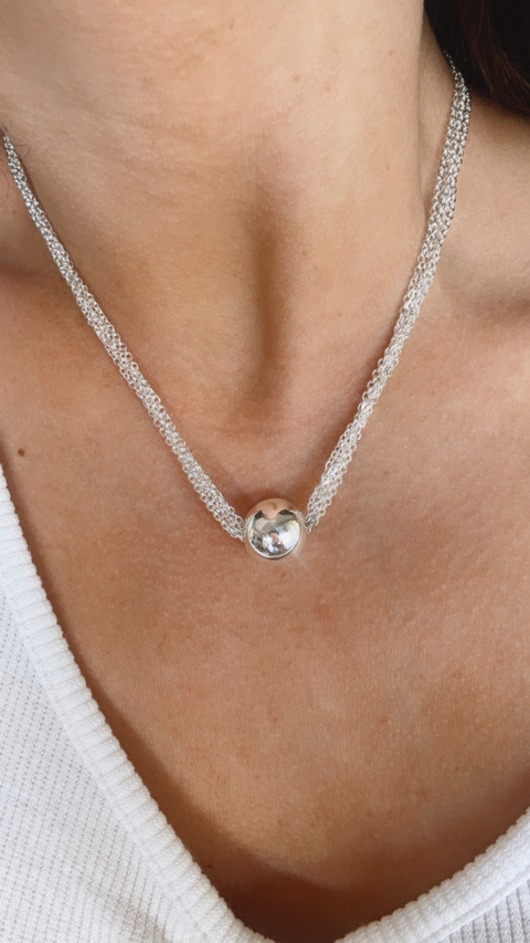 Collar ESFERA ACERO BLANCO