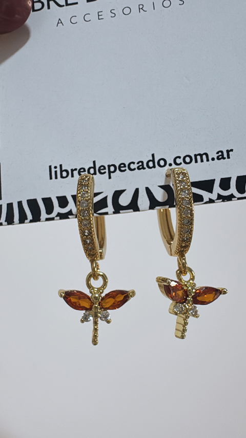 Aros Libélulas Doradas (baño de oro 18k) - comprar online