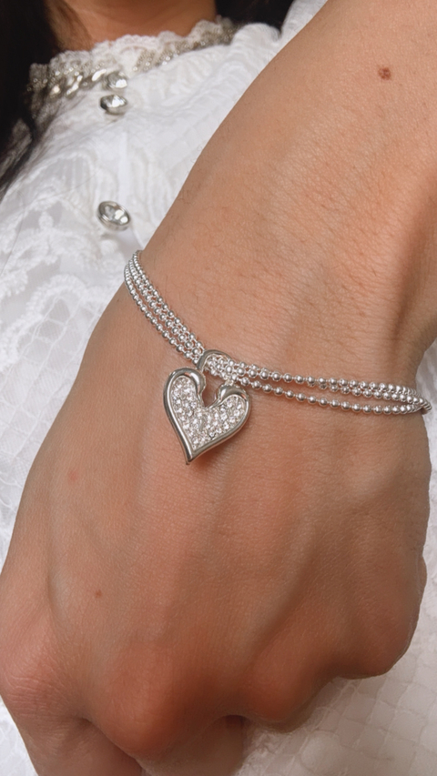 Pulsera corazon strass Acero Blanco - comprar online