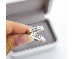 Par de alianças 3mm Nome - Salar Arte em Prata | Porque a Prata mais Valiosa é Você.