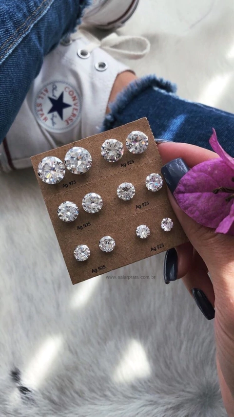 Kit com 6 brincos de zircônia