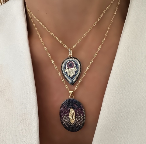 Cadena hamsa o Virgen de Guadalupe