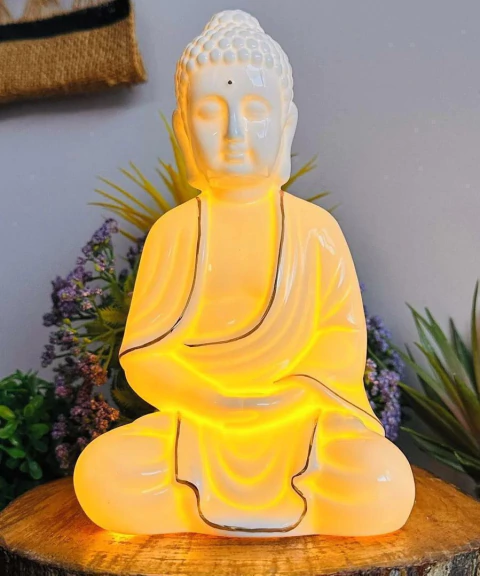 Luminária Buda Tibetano em Porcelana