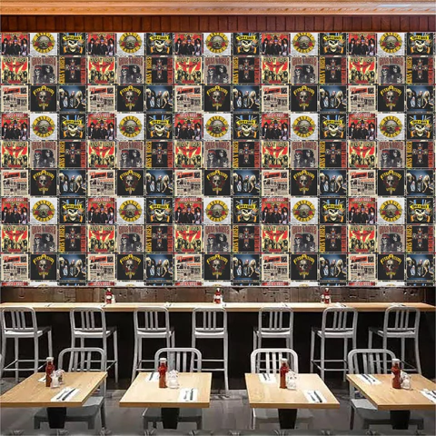 Papel De Parede Teen Rock N' Roll Guns N' Roses Banda Colorido Caveira Crazy - REF:DPTE83