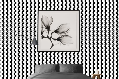 Papel de Parede Abstrato Vintage Calcada de Copacabana Branco e Preto REF: DPAB33