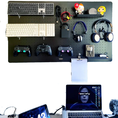 Kit Maxi Gamer Madera con accesorios 3D - 100x58,5 (en 2 módulos de 50x58,5)