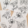 Diseños impresos Flores y Bichitos Pack x4 listos para bordar! - comprar online
