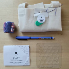 kit SASHIKO Tote Primeras puntadas. Incluye Instructivo! Nivel Inicial - AmoBordar
