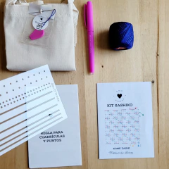 Kit SASHIKO TOTE para bordar. Incluye Instructivo + Regla para cuadrículas y puntos NIVEL INTERMEDIO - comprar online