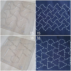 PROMO! Pack x24 Plantillas para SASHIKO + Instructivo + Bolsa presentación + Lapicera tinta azul termoborrable - AmoBordar