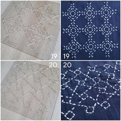 Imagen de PROMO! Pack ESPECIAL 24 Plantillas + Caja Sashiko + Instructivos+ Lapicera tinta azul borrable. Stock limitado.