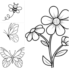 Diseños impresos Flores y Bichitos Pack x4 listos para bordar! en internet