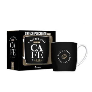 Caneca de Porcelana 300ml - Melhor Hora Para Um Café
