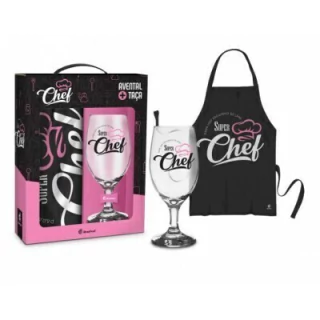 Conjunto Taça e Avental - Super Chef Rosa