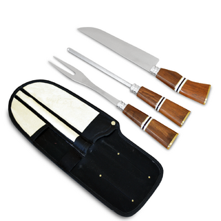Kit Utensílios Artesanal Garfo, Faca e Chaira 8" na internet