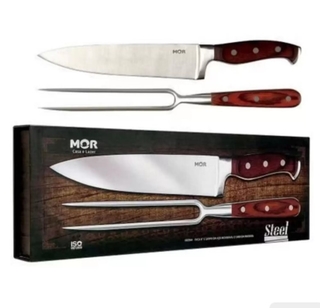Conjunto Semiartesanal Faca 8" e Garfo Steel - comprar online