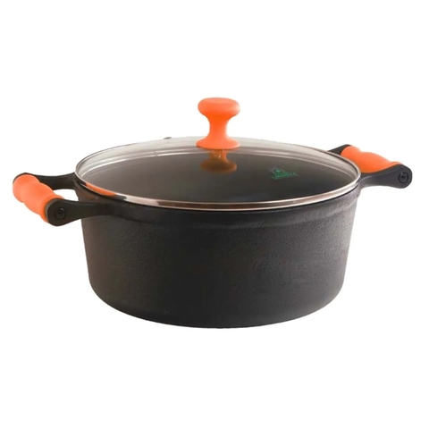 Caçarola C/ Tampa Vidro e Alça Silicone Laranja 9,8 L