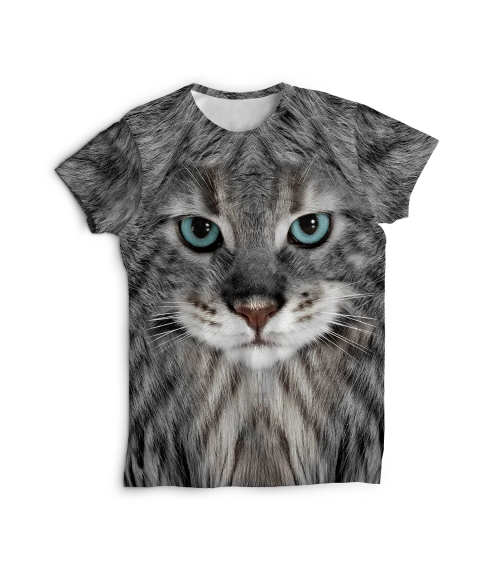 Remera Gato Gris ojos celeste