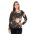 Remera Manga larga Dama fondo negro y flores de peonía mod 9 - comprar online