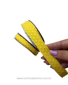FITA SINIMBU AMARELO CANARIO COM PESPONTO BRANCO COM 5 METROS - Sonhos da Lorena