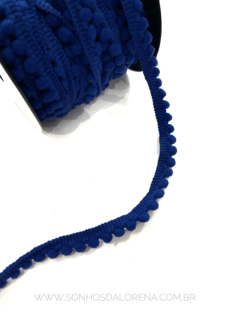 FITA POMPOM PARA ACABAMENTO AZUL ROYAL 3 METROS