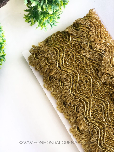 FITA DOURADA BICO LARGO 3,5CM COM 01 METRO GALÃO LDD-845