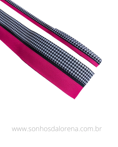 FITA POLIESTER PIED DE POULE COM PINK POR METRO