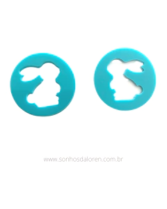 APLIQUE ACRILICO REDONDO COELHO VAZADO TIFANNY 2,5 X 2,5CM KIT COM 2 UNIDADES