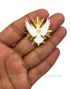 APLIQUE ACRILICO DIVINO DOURADO COM BRANCO 2,5CM ( 2 UNIDADES) - comprar online