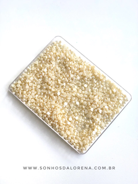 MEIA PEROLA 4MM IRISADA CREME 10 GRAMAS