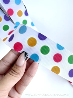 FITA ESTAMPADA COM BOLAS COLORIDAS DE 38MM PEÇA COM 3 METROS - comprar online