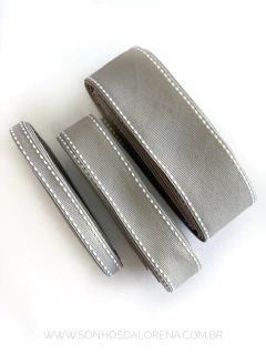 FITA PESPONTADA YAMA CINZA COM PESPONTO BRANCO (5METROS) 012W SHELL GREY