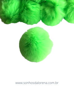 POMPOM DE PELUCIA 7CM VERDE NEON GRANDÃO UNIDADE