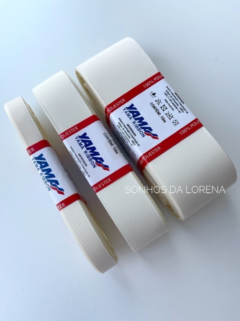 FITA GORGURÃO LISO YAMA COR 028 ANTIQUE WHITE COM 10 METROS