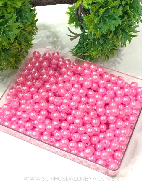 PEROLAS EM ABS ROSA MÉDIO 8MM COM 30 GRAMAS
