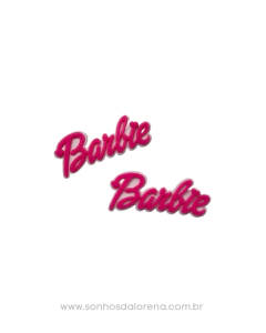APLIQUE EMBORRACHADO NOME BARBIE ROSA NEON COM BASE BRANCA 5CM (2 UNIDADES) - comprar online