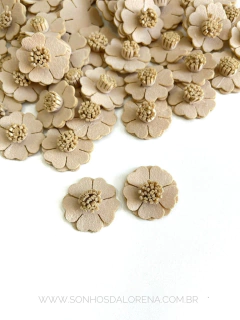 FLOR DUPLA DE CAMURÇA BEGE COM 02 UNIDADES