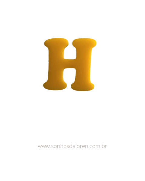 APLIQUE ACRILICO LETRA "H" AMARELA 2,5CM X 2,5CM UNIDADE
