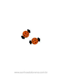 APLIQUE ACRILICO HALLOWEEM BALA LARANJA 1,5CM (02 UNIDADES)