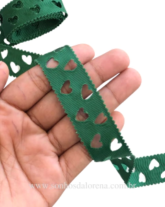 FITA YAMA 587 FOREST GREEN 22MM CORAÇÃO VAZADO COM 3 METROS - comprar online