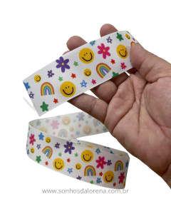 FITA GORGURÃO ESTAMPADA VERÃO ALEGRIA COM 3 METROS (38MM) - Sonhos da Lorena