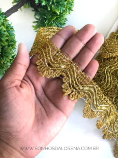 FITA DOURADA BICO LARGO 3,5CM COM 01 METRO GALÃO LDD-845 - comprar online