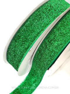 FITA DE LUREX SANDING 38MM VERDE BANDEIRA POR METRO